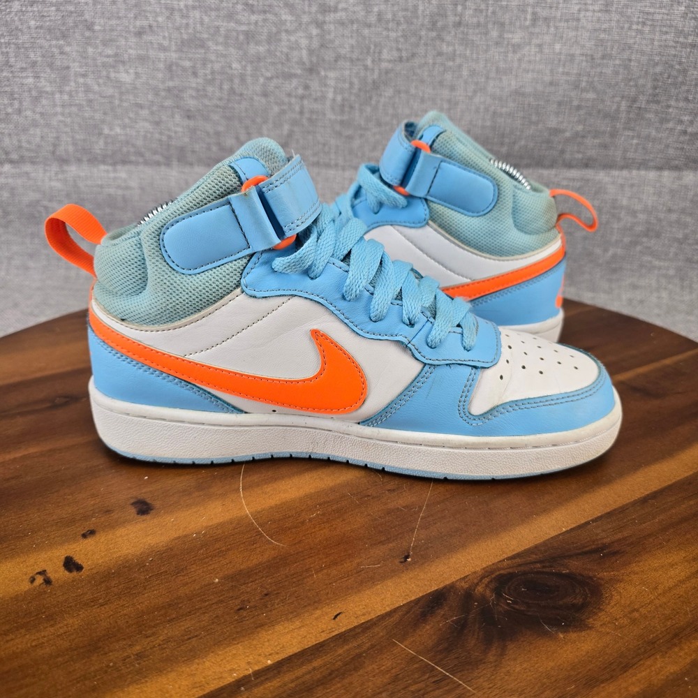 Nike Court Borough Mid 2 Kids 5Y Glacier Blue Total Orange HF4791-407 High‎ Top - Picture 7 of 14